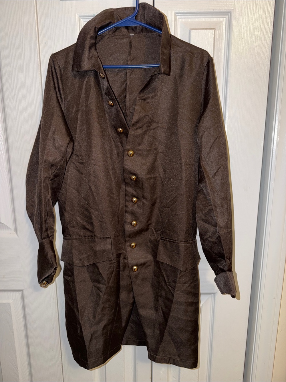 Men's Brown Long Button-Front Jacket Coat